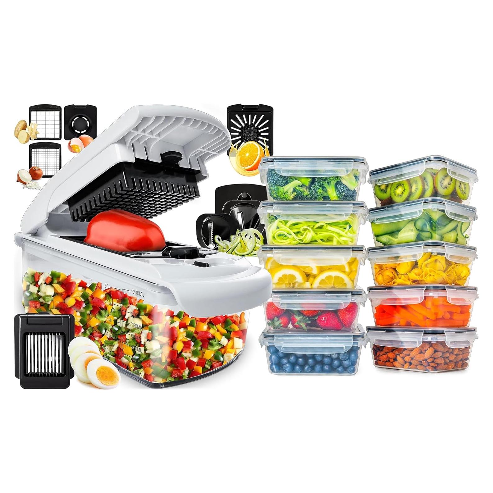 Picador de Verduras Fullstar 8 en 1 Blanco + 20 Contenedores