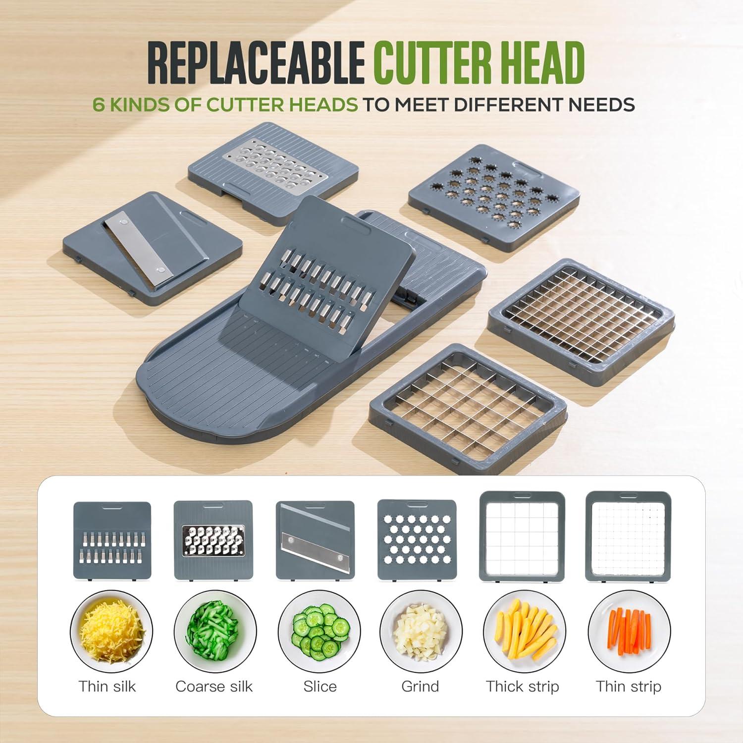 Picadora de Verduras 6-en-1 Vacream con Cuchillas de Acero Inoxidable