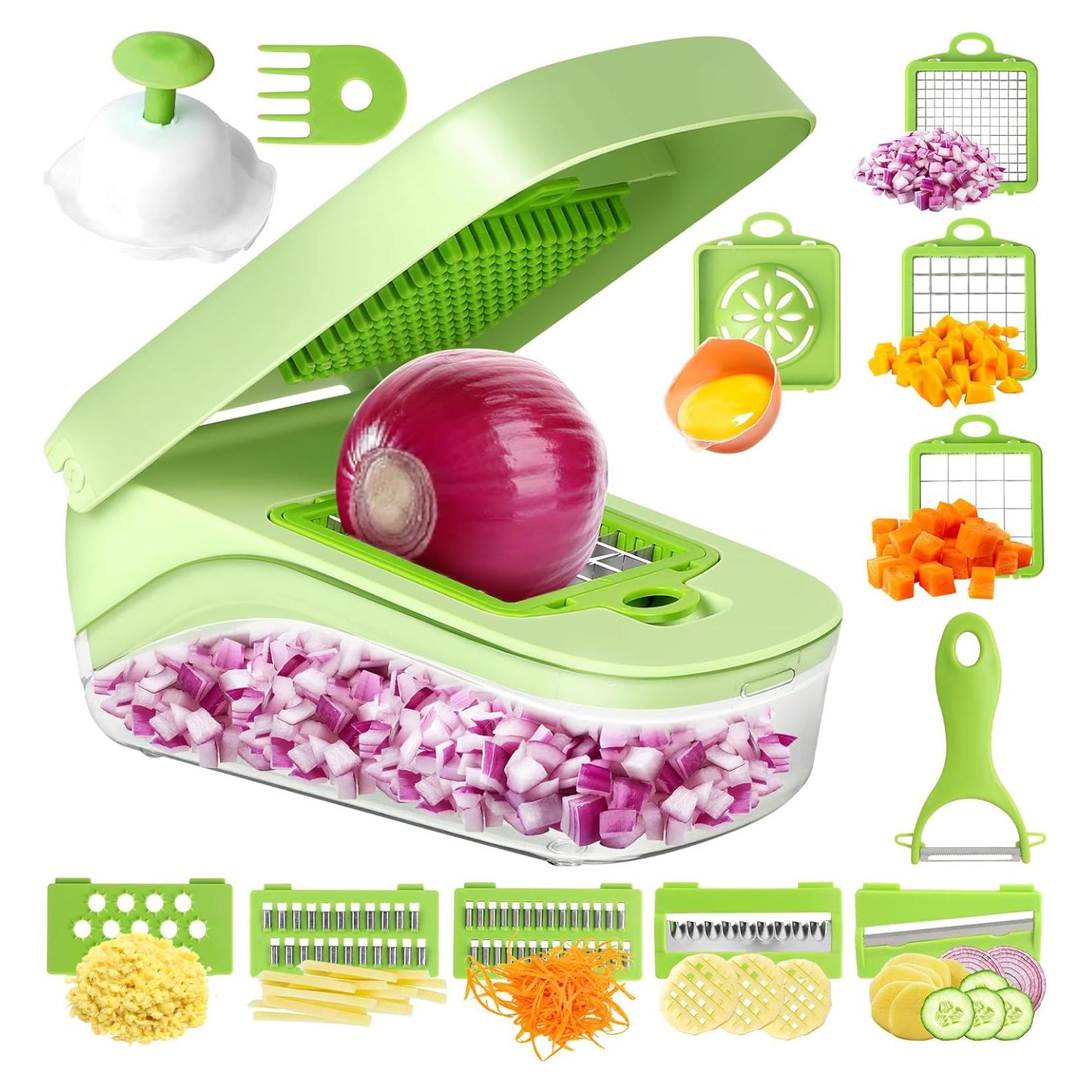 Cortador de Verduras 17 en 1 HHXC Mandolina Profesional Verde