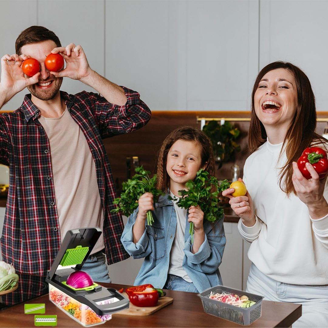 Cortador de Verduras Manual Ideas de Cocina 16 Piezas Gris