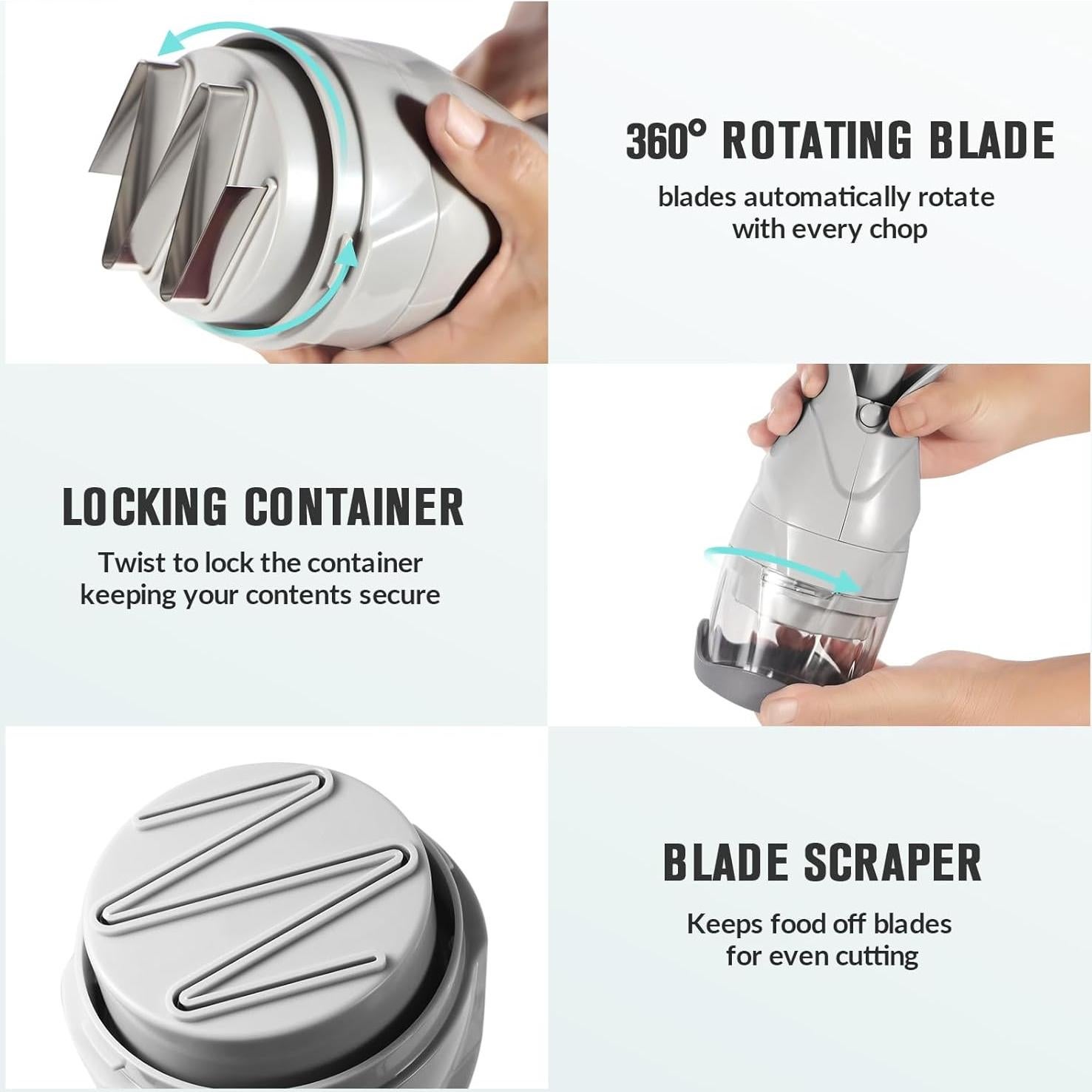 Picador de Verduras CherHome CHER-CUTTER Gris con Cuchilla Inoxidable