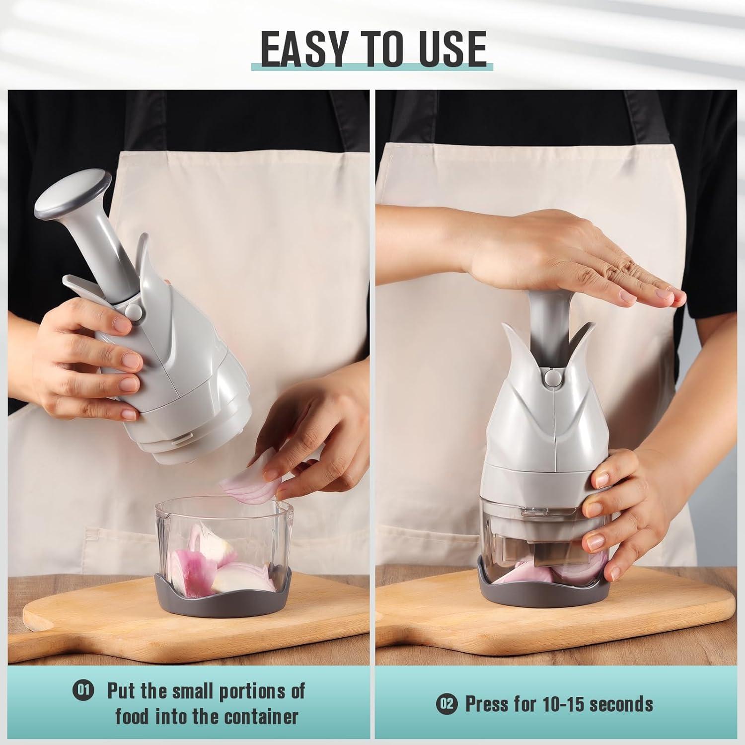 Picador de Verduras CherHome CHER-CUTTER Gris con Cuchilla Inoxidable