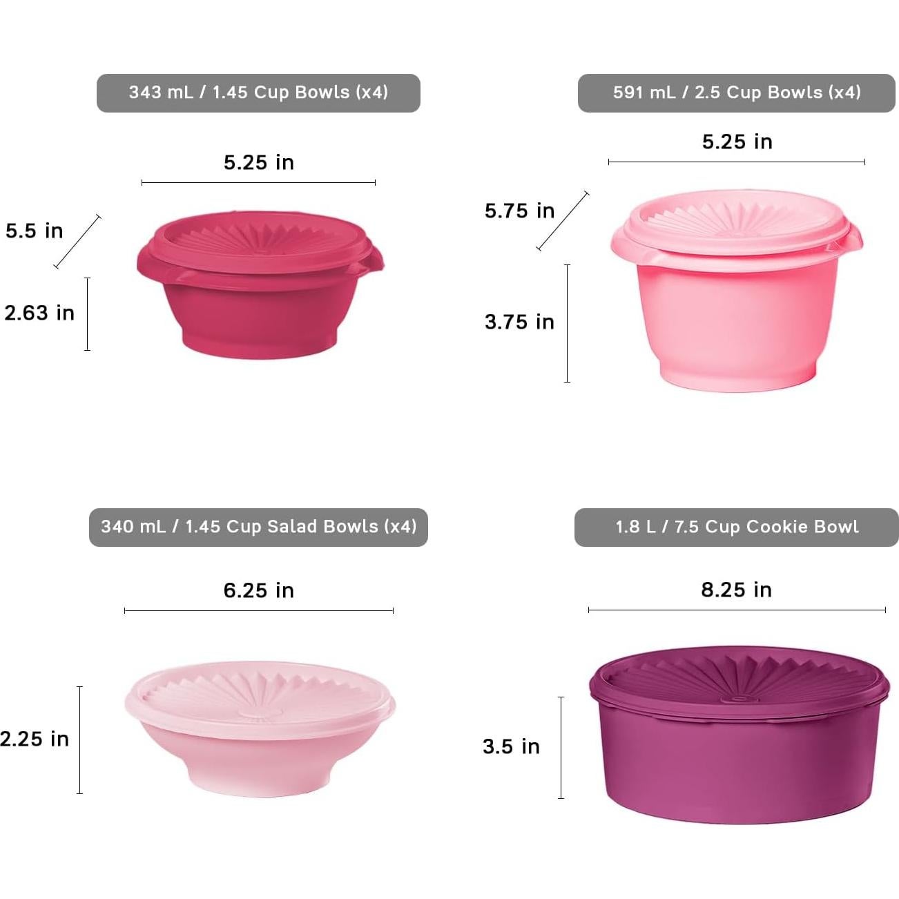 Set de 36 recipientes de almacenamiento Tupperware rosa