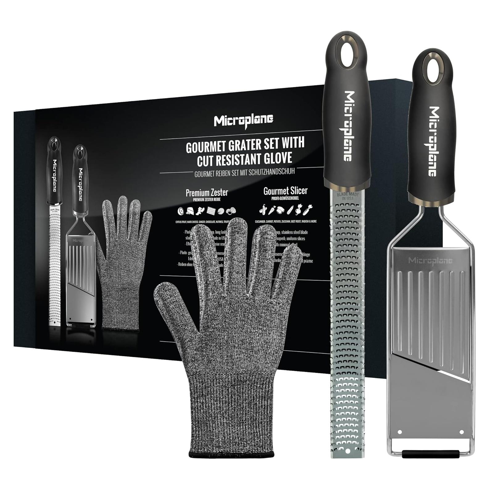 Rallador de Cocina Microplane Gourmet con Guante Protector