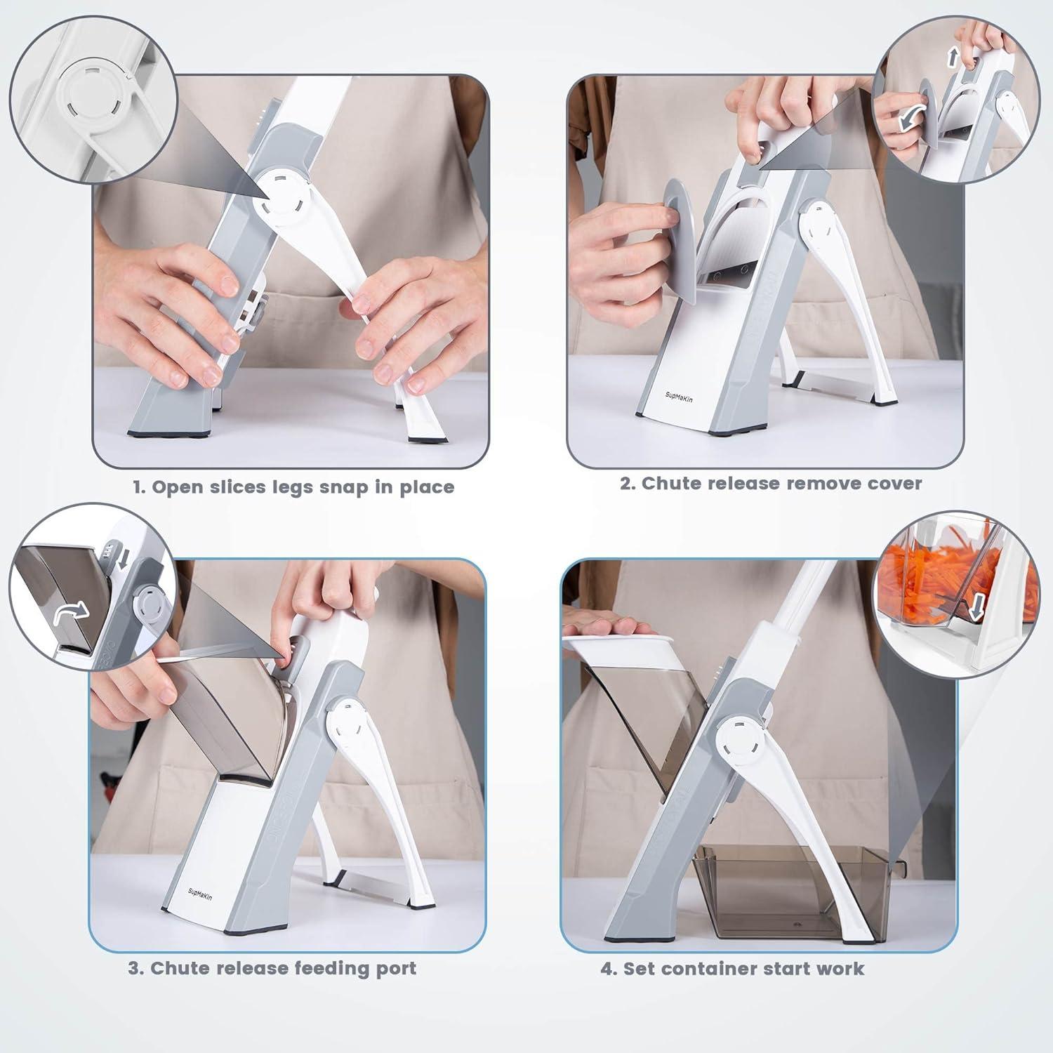 Cortador de Alimentos Mandolina SupMaKin Azul Acero Inoxidable