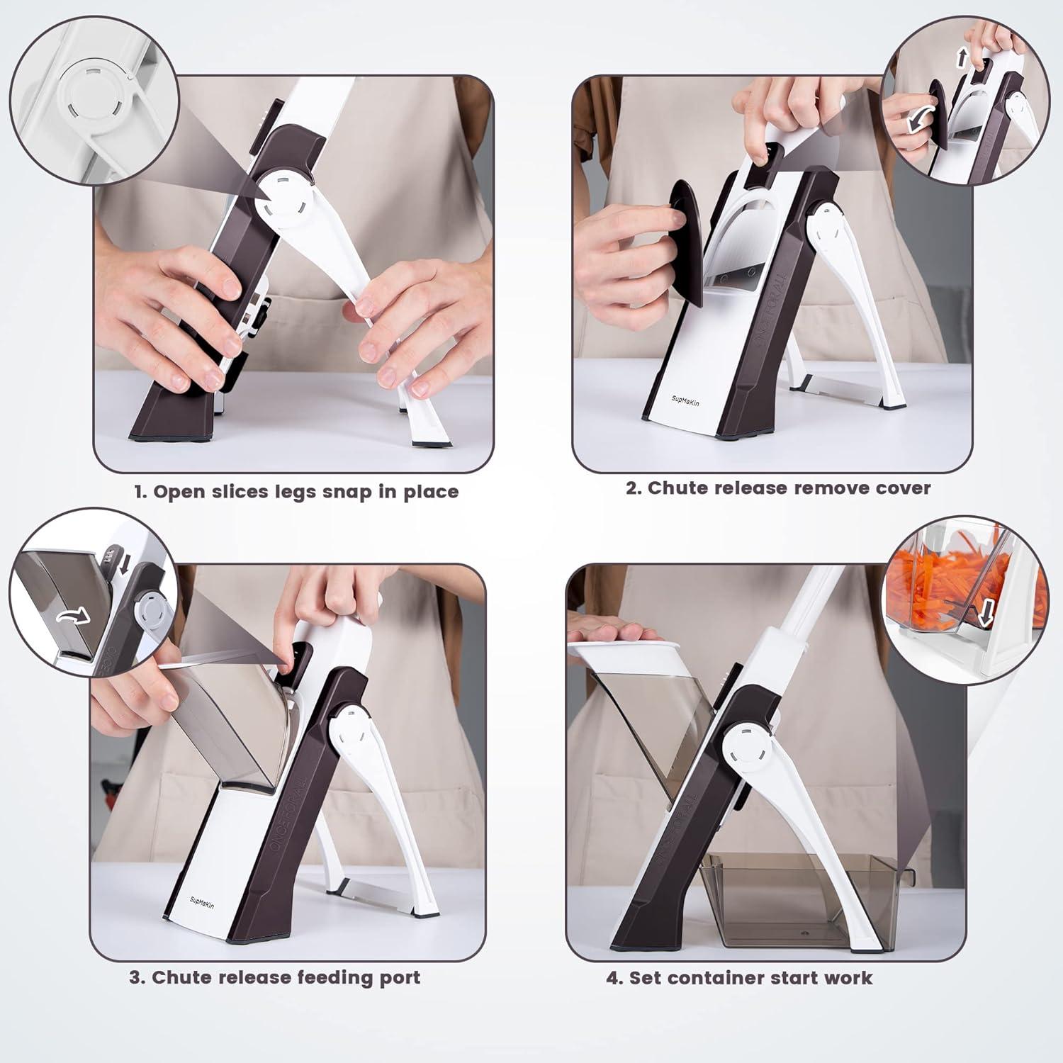 Cortador de Alimentos Mandolina SupMaKin Azul Acero Inoxidable