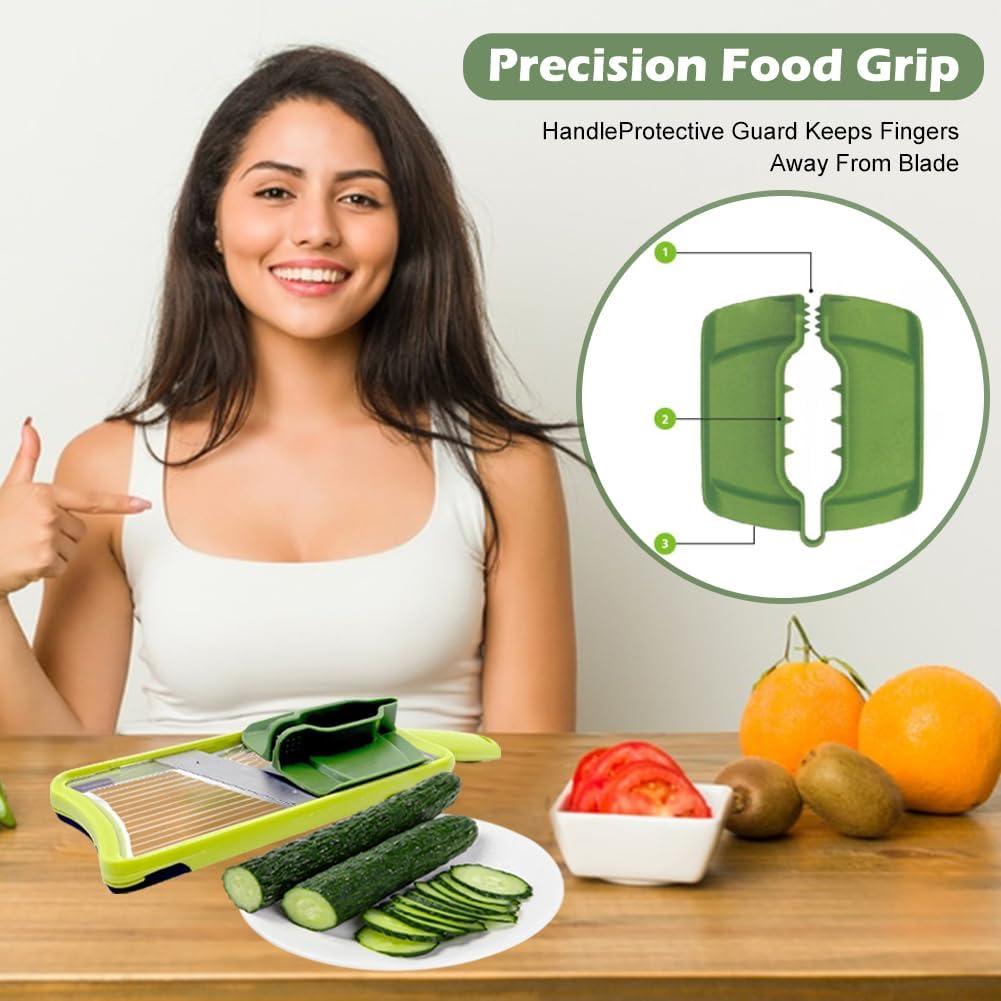 Mandolina de Mano CALIDAKA Verde Ajustable para Verduras y Frutas