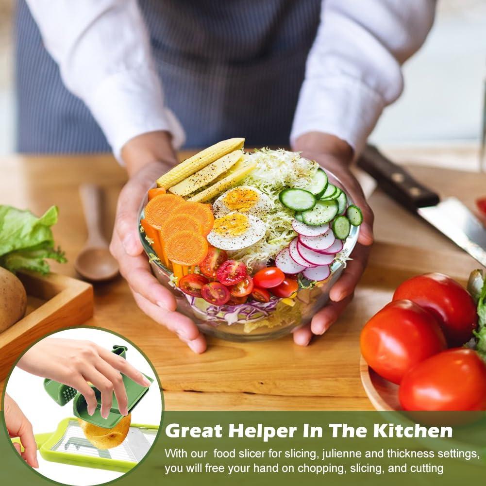 Mandolina de Mano CALIDAKA Verde Ajustable para Verduras y Frutas