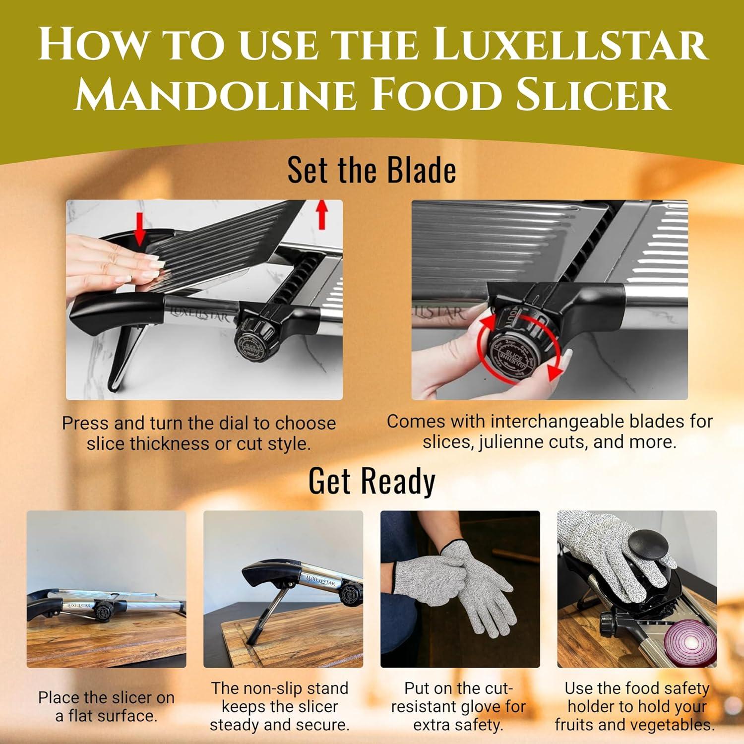 Mandolina LUXELLSTAR Acero Inoxidable Ajustable 1-9mm