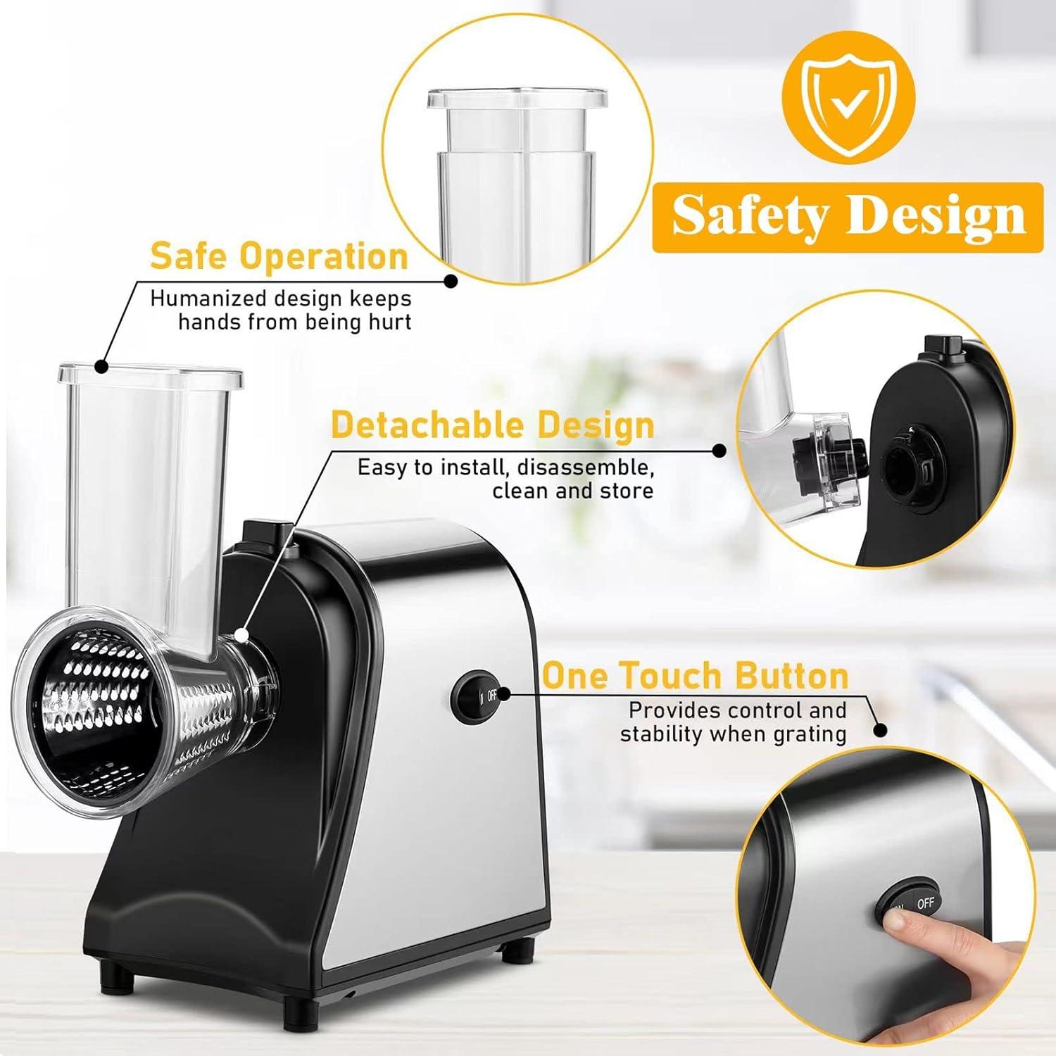 Rallador Eléctrico Nictemaw 250W 5 Cuchillas Inoxidable