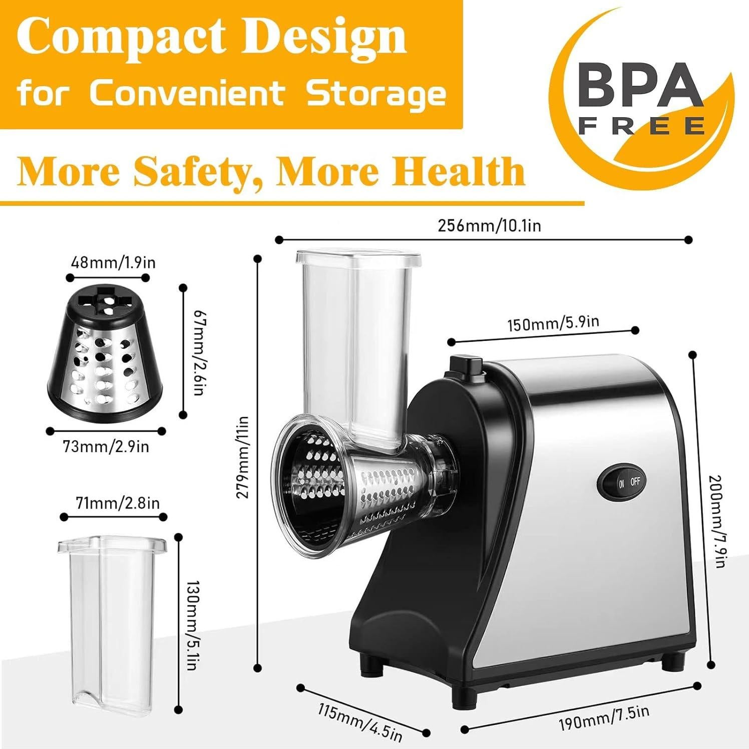 Rallador Eléctrico Nictemaw 250W 5 Cuchillas Inoxidable