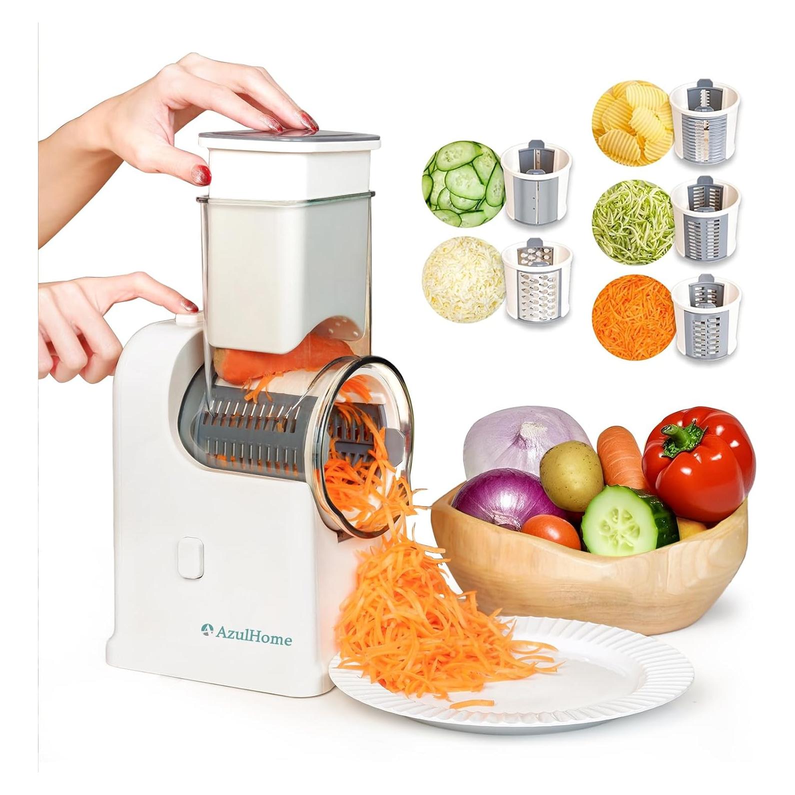 Rallador de Queso Eléctrico AzulHome 5 Cuchillas Multifuncional