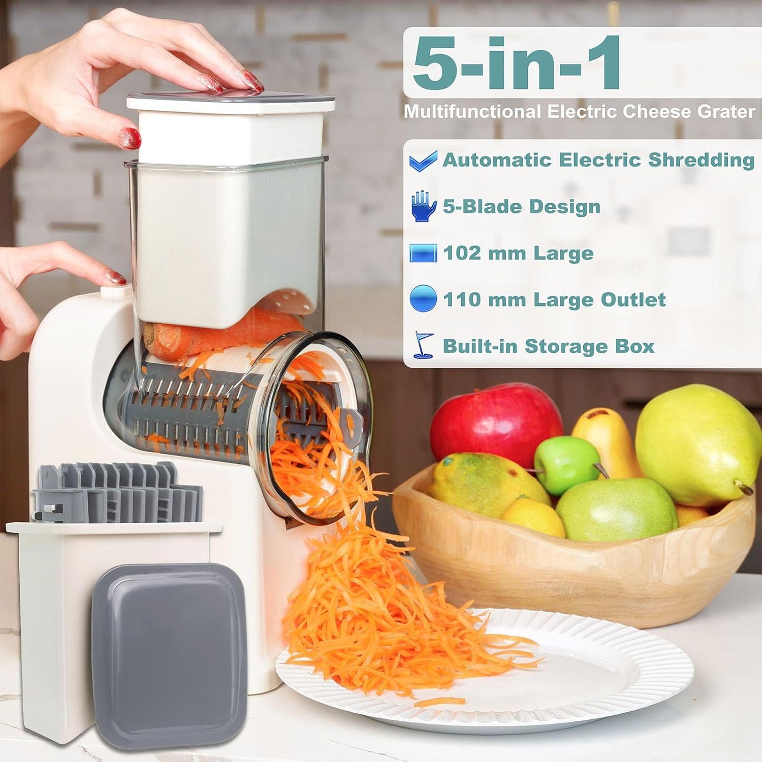 Rallador de Queso Eléctrico AzulHome 5 Cuchillas Multifuncional