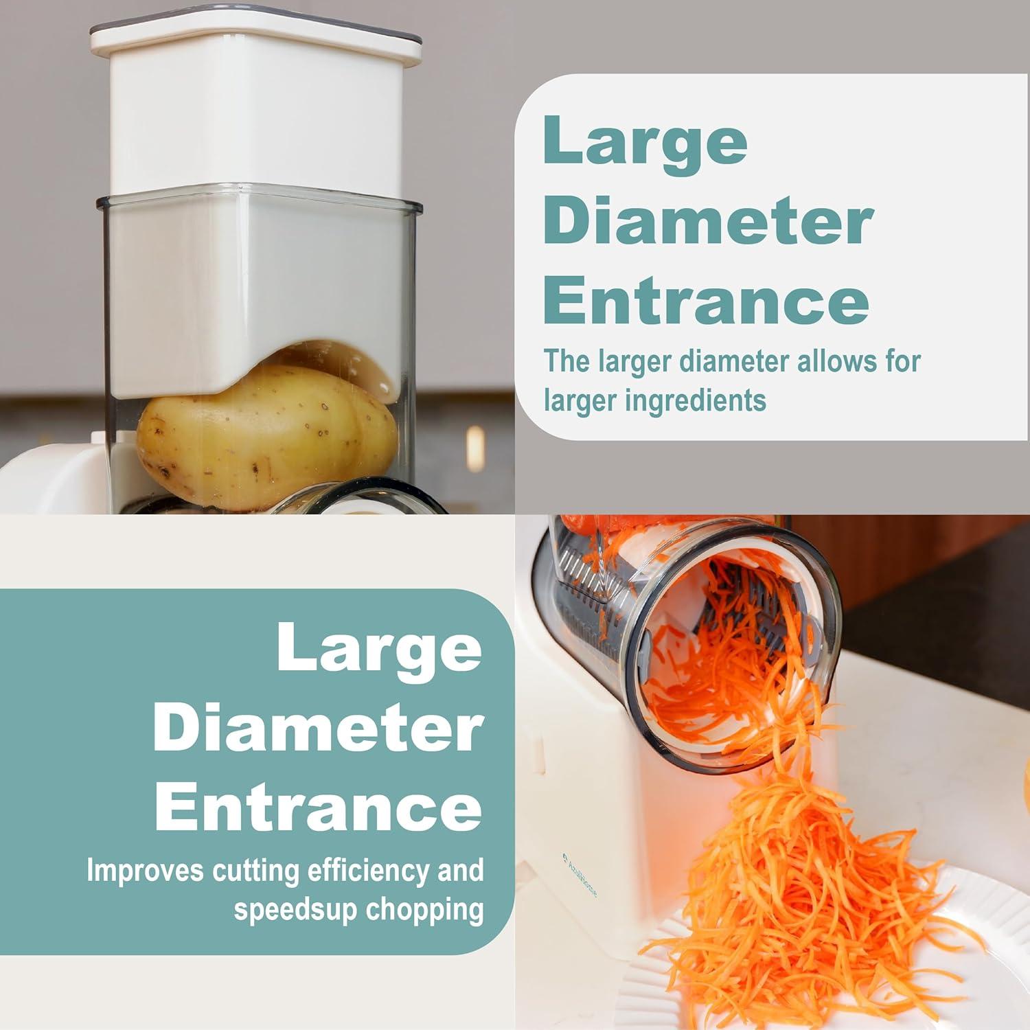 Rallador de Queso Eléctrico AzulHome 5 Cuchillas Multifuncional