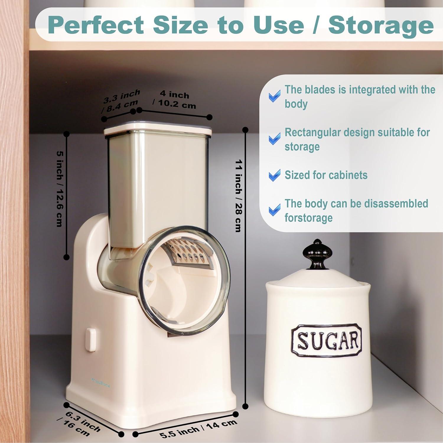 Rallador de Queso Eléctrico AzulHome 5 Cuchillas Multifuncional