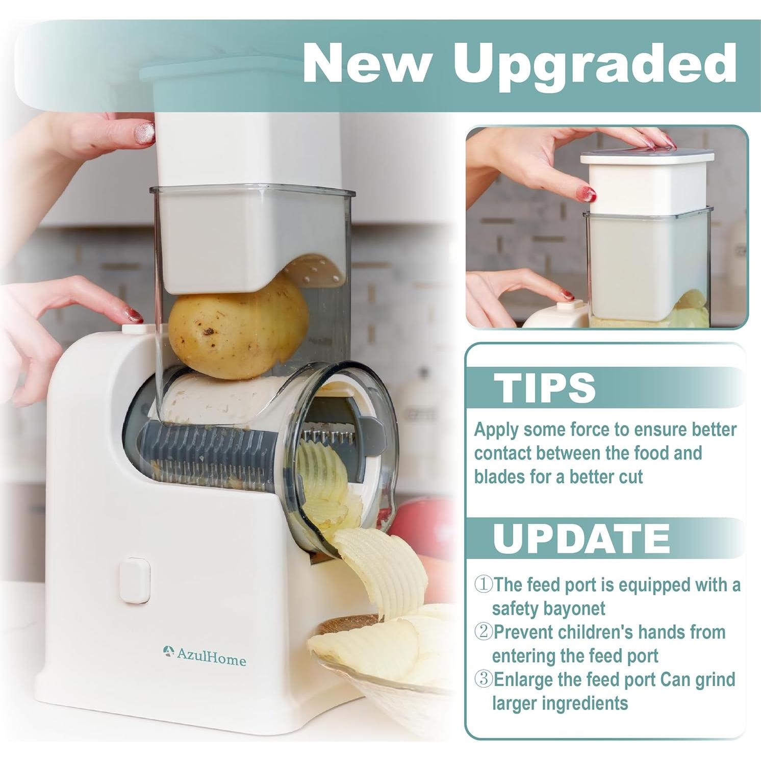 Rallador de Queso Eléctrico AzulHome 5 Cuchillas Multifuncional