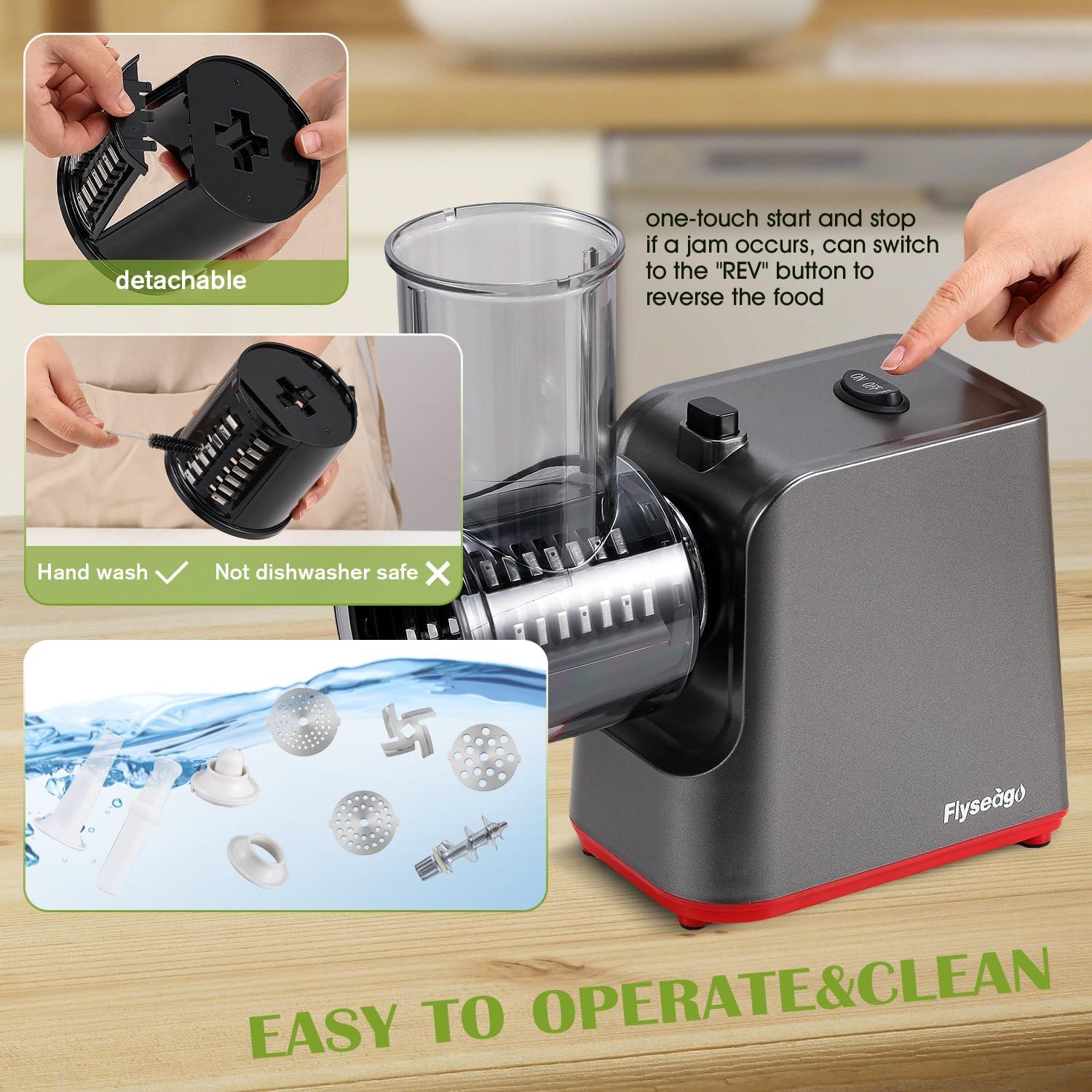 Rallador de Queso Eléctrico Flyseago 5 en 1 con 5 Cuchillas