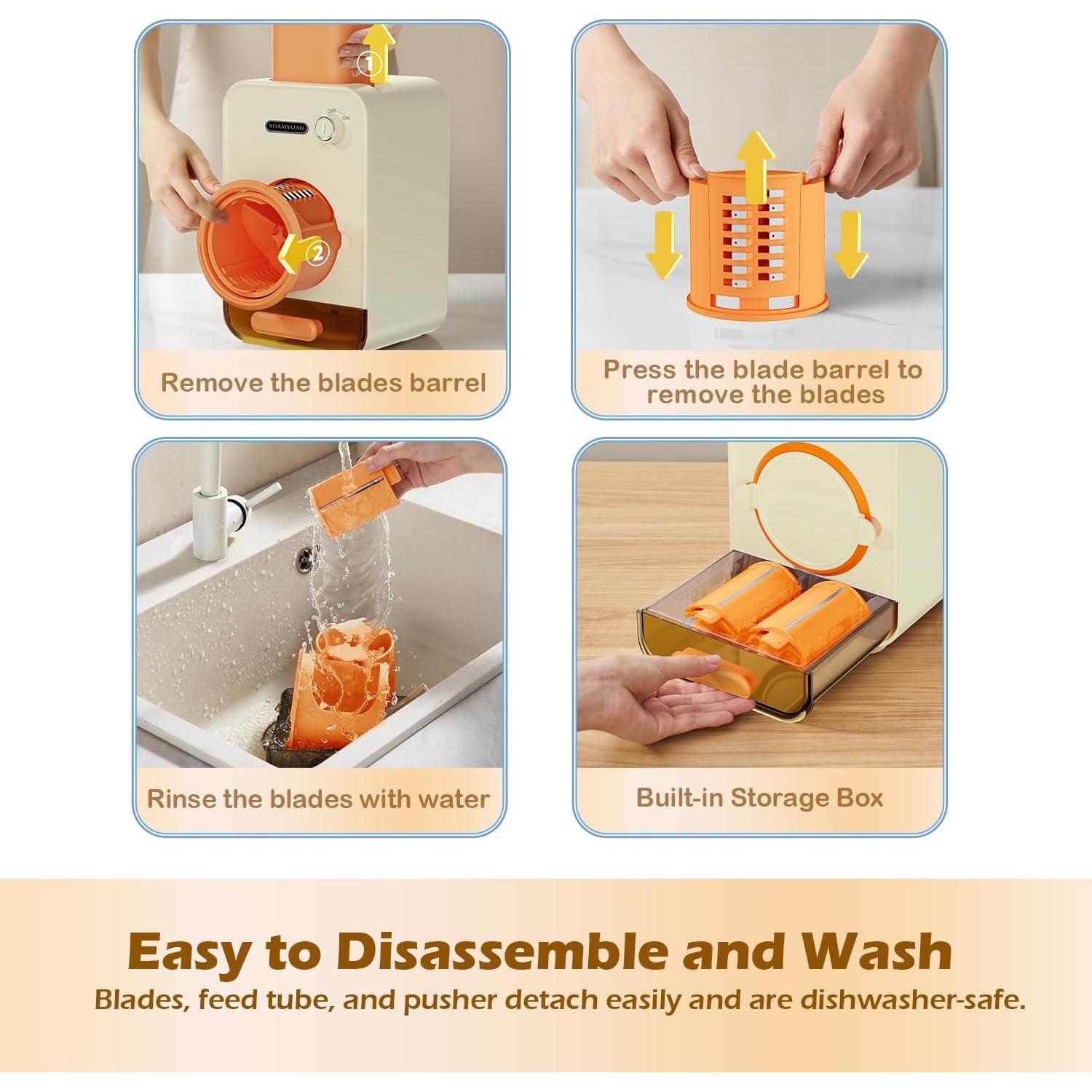 Rallador Eléctrico SOAMYOAH MG12 con 3 Cuchillas y Tubo 10.16 cm