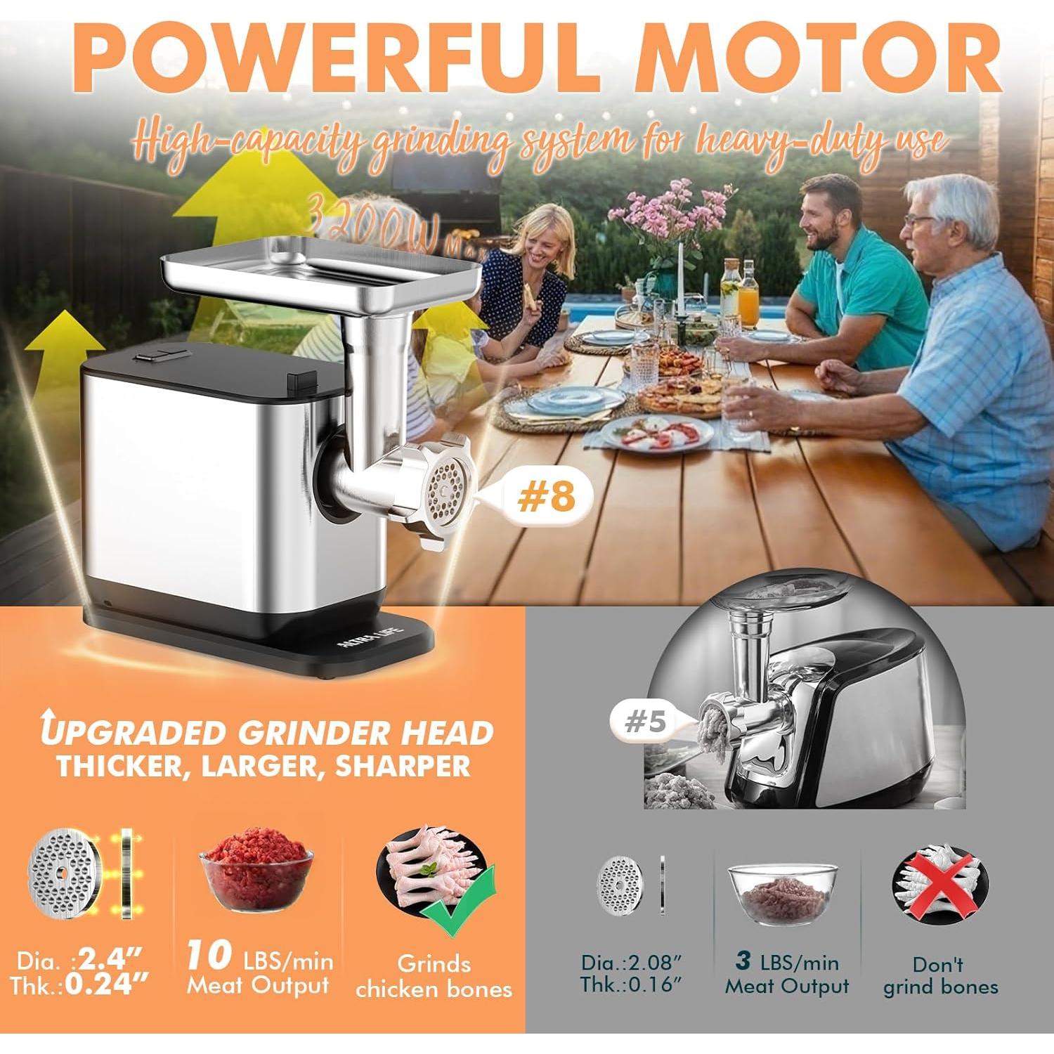 Picadora de Carne Eléctrica ALTRA VIDA MG105M 3200W con Accesorios