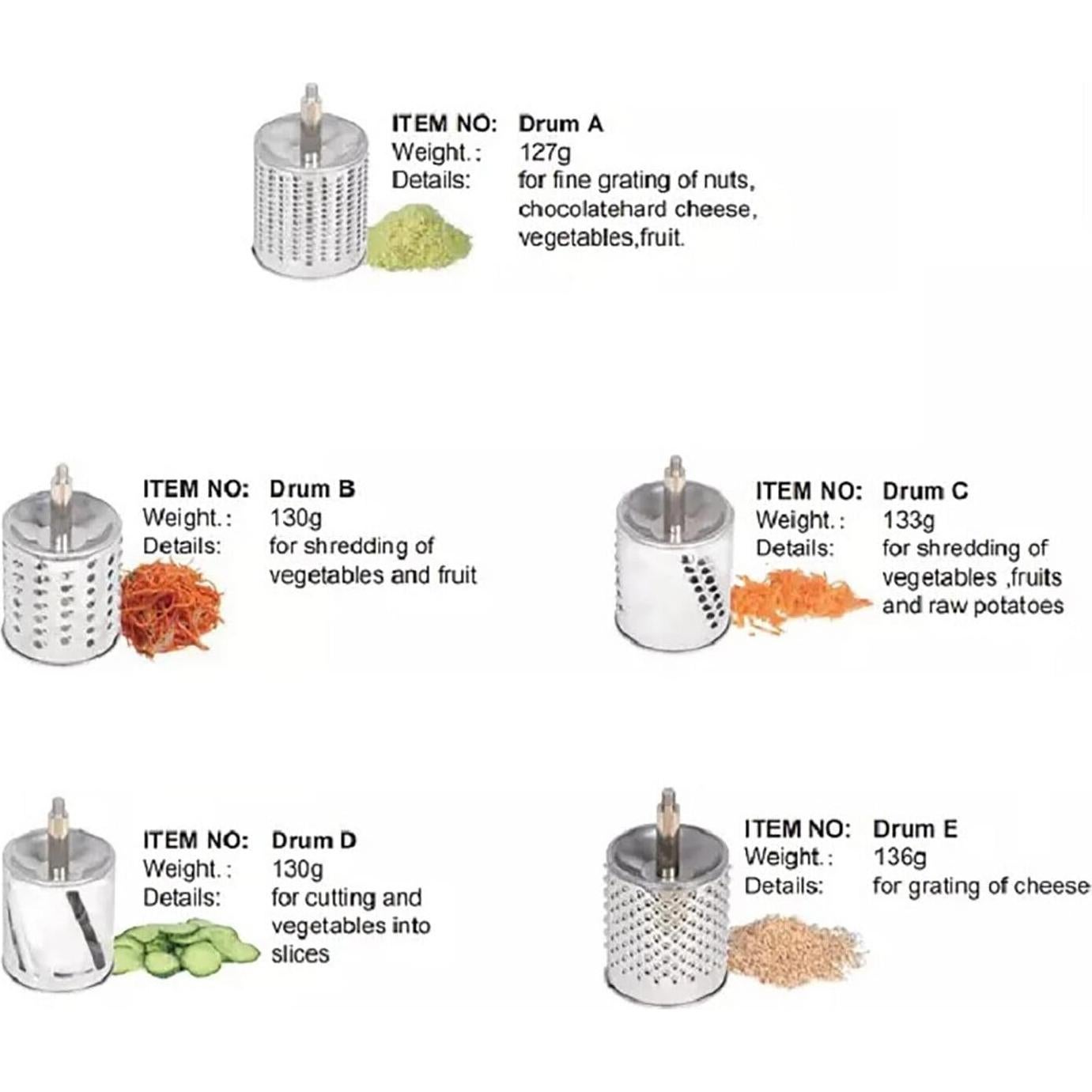 Rallador Rotatorio DYNAMI 5 en 1 Acero Inoxidable Ventosa