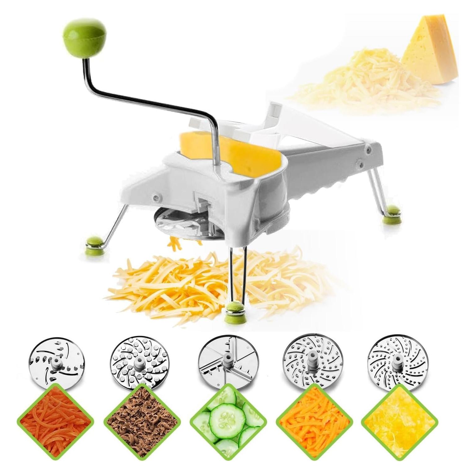 Rallador de Queso Rotativo IBILI 5-en-1 con Manivela y 5 Cuchillas