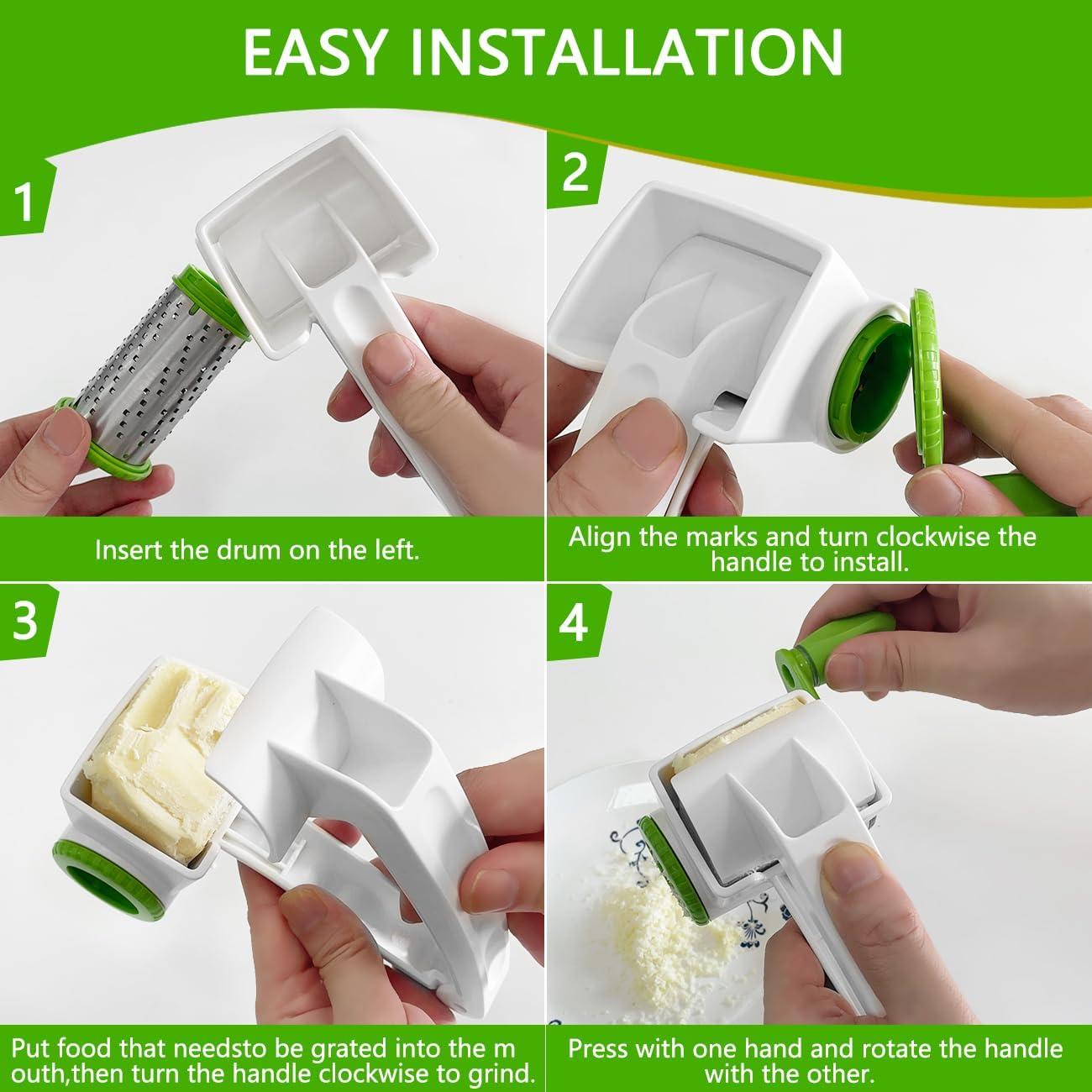 Rallador de Queso Rotativo LHS Manual Acero Inoxidable Verde