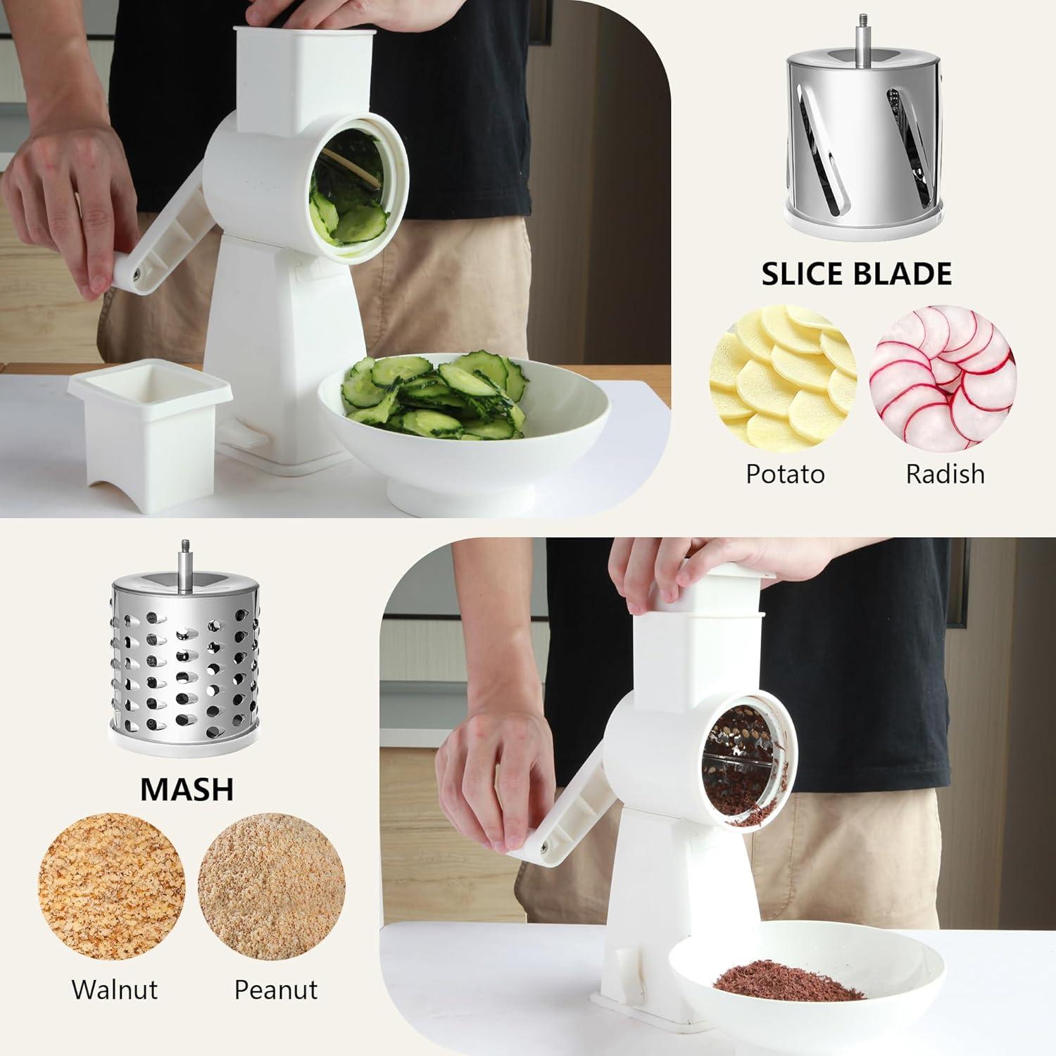 Rallador de Queso Rotativo SUREWIN con 4 Cuchillas Inoxidable