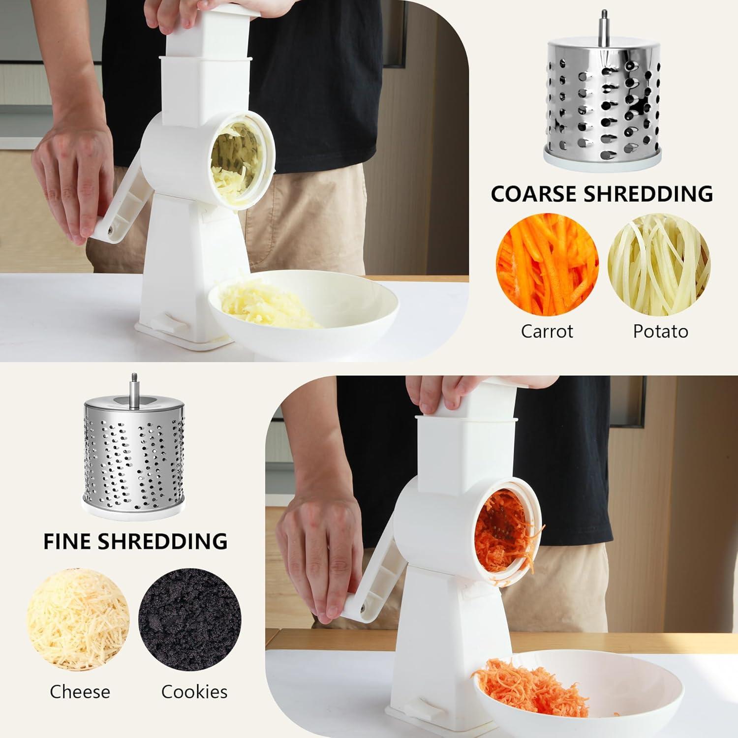 Rallador de Queso Rotativo SUREWIN con 4 Cuchillas Inoxidable