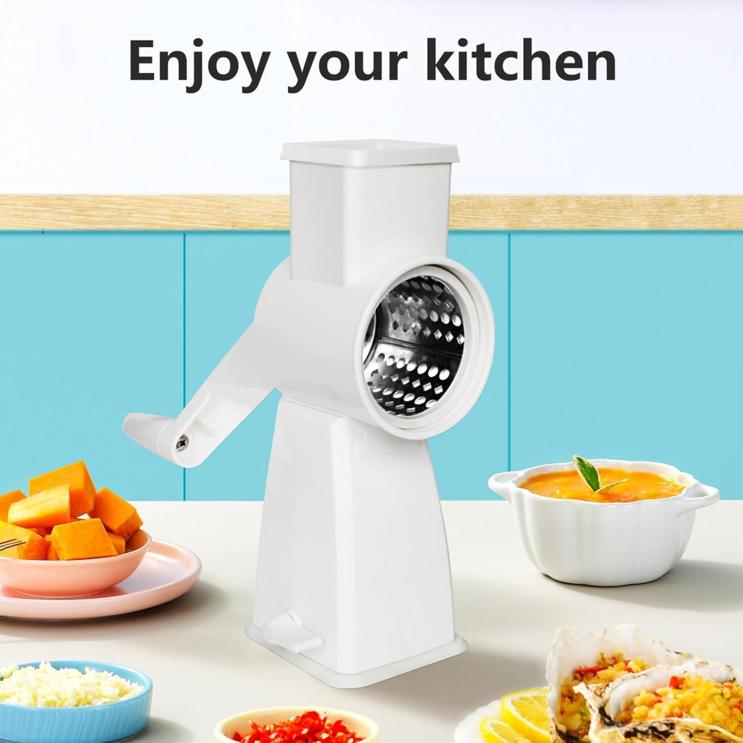 Rallador de Queso Rotativo SUREWIN con 4 Cuchillas Inoxidable