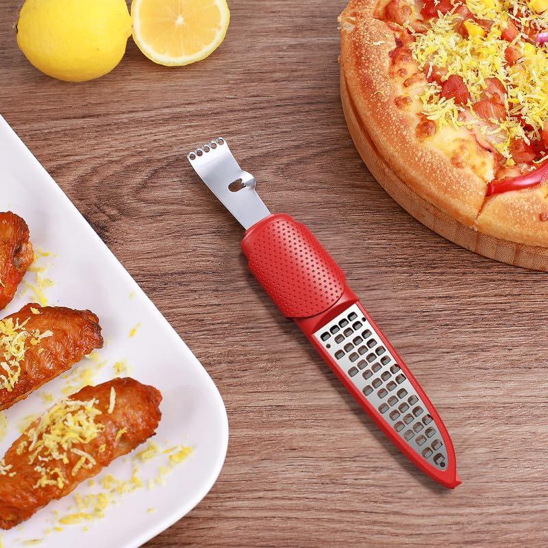Rallador Zester de Cítricos Pisol Rojo 4 en 1 Acero Inoxidable