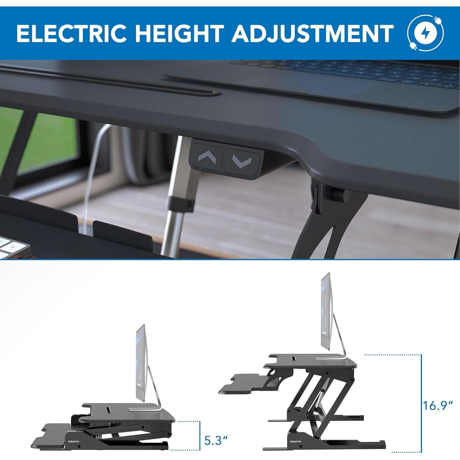 Escritorio Eléctrico Ajustable Mount-It! 38" Negro Ergonómico
