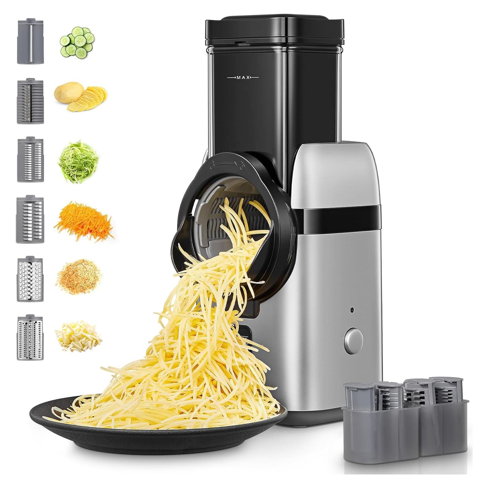 Rallador Eléctrico FOHERE 6 en 1 con Cuchillas Mejoradas