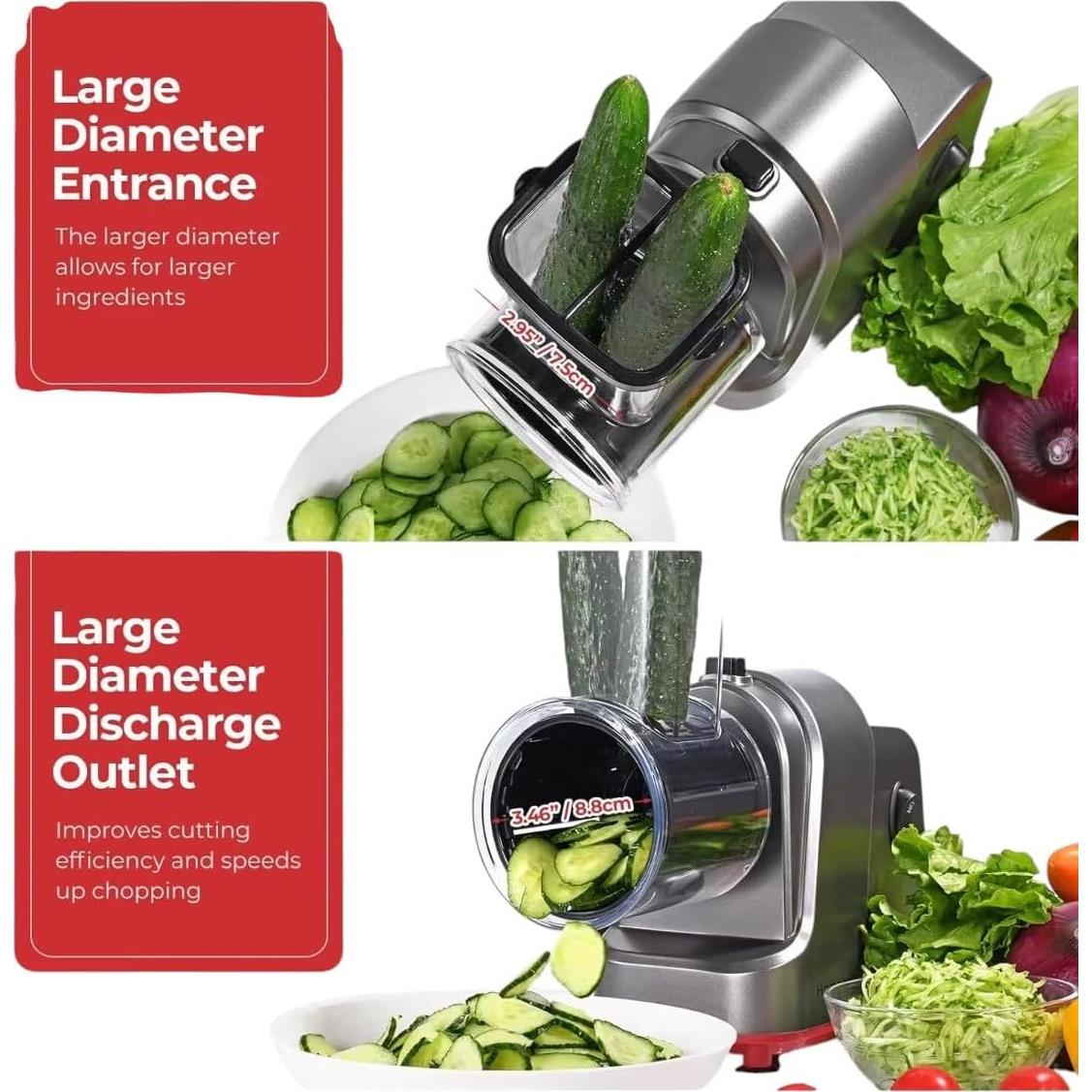 Rallador de Queso Eléctrico 5-en-1 HorizonMart 150W Acero Inoxidable