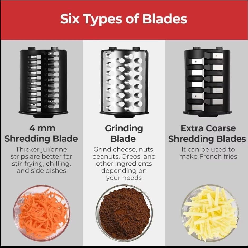 Rallador de Queso Eléctrico 5-en-1 HorizonMart 150W Acero Inoxidable