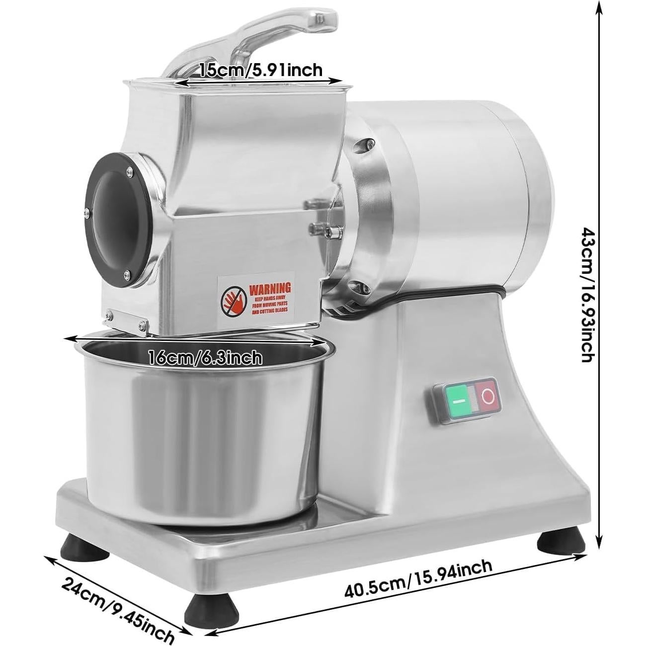 Rallador de Queso Eléctrico ZAWAYINE 550W 40kg/h Acero Inoxidable