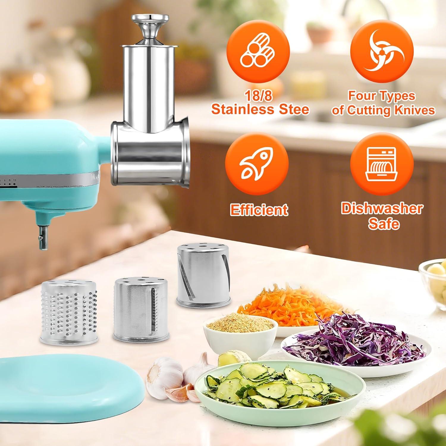 Cortador Rallador KitchenAid de Acero Inoxidable con 4 Cuchillas