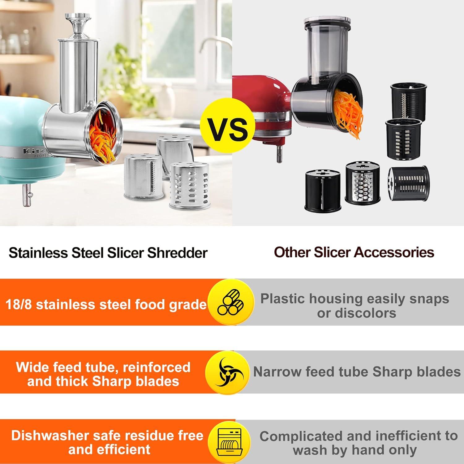 Cortador Rallador KitchenAid de Acero Inoxidable con 4 Cuchillas