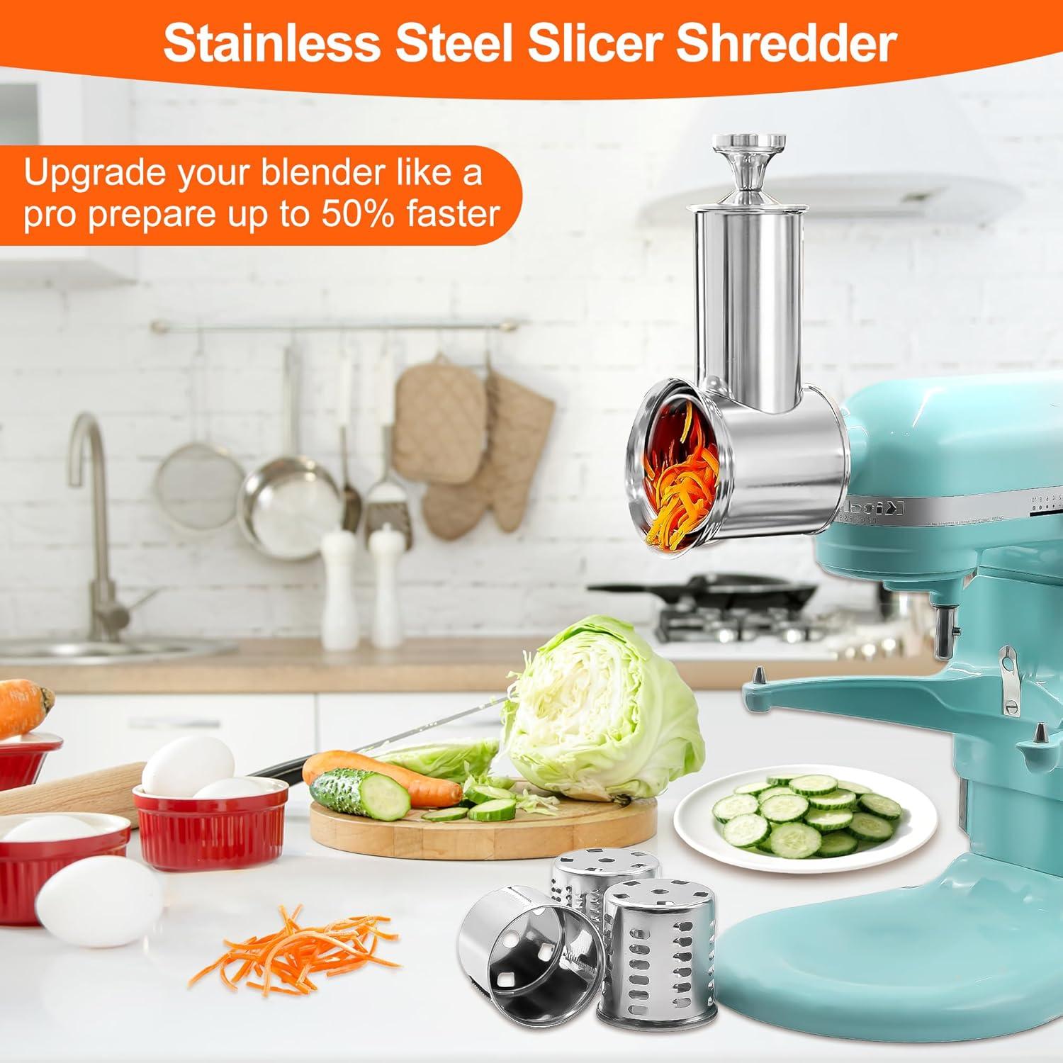 Cortador Rallador KitchenAid de Acero Inoxidable con 4 Cuchillas