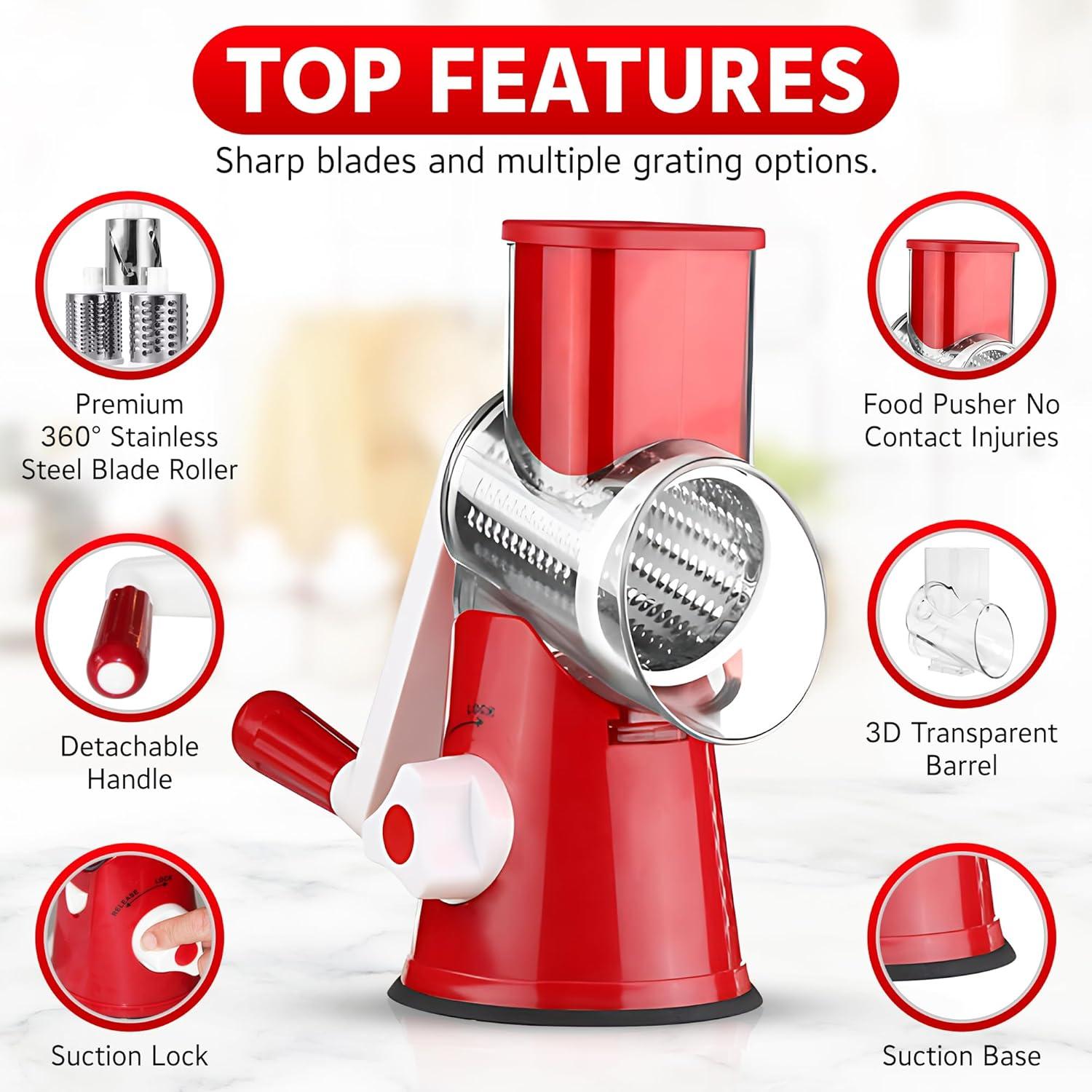 Rallador de Queso Hearthly con 3 Cuchillas Intercambiables