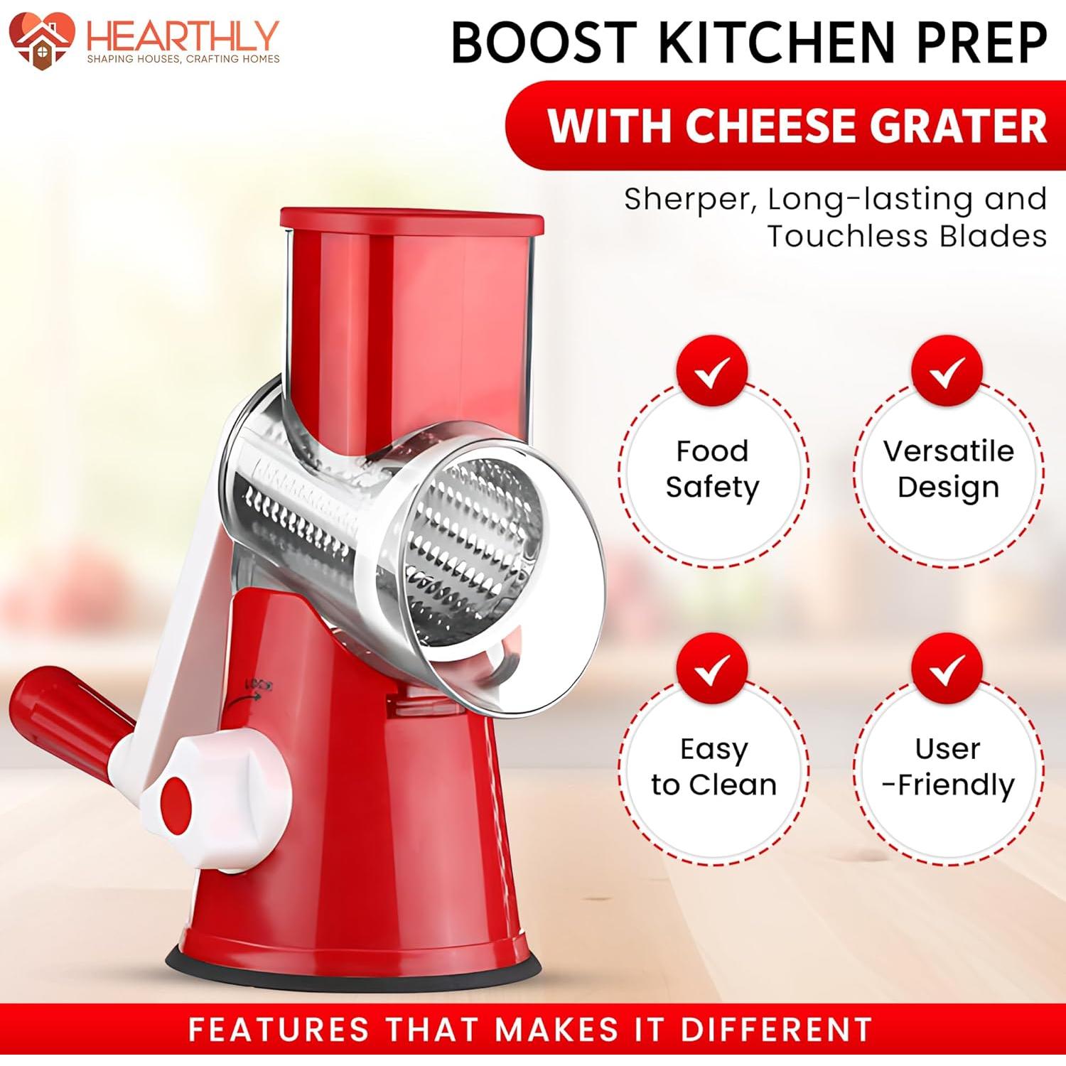 Rallador de Queso Hearthly con 3 Cuchillas Intercambiables