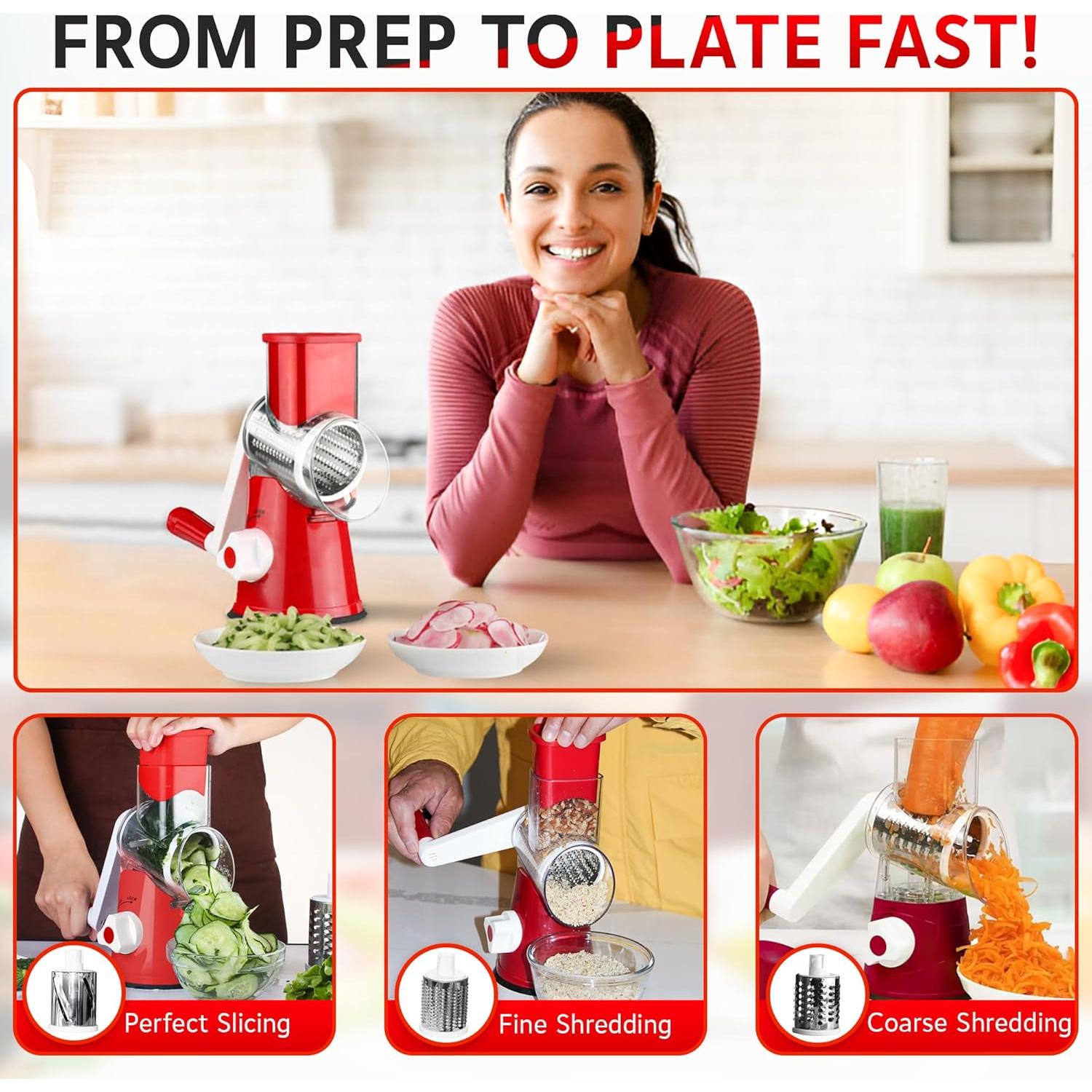 Rallador de Queso Hearthly con 3 Cuchillas Intercambiables