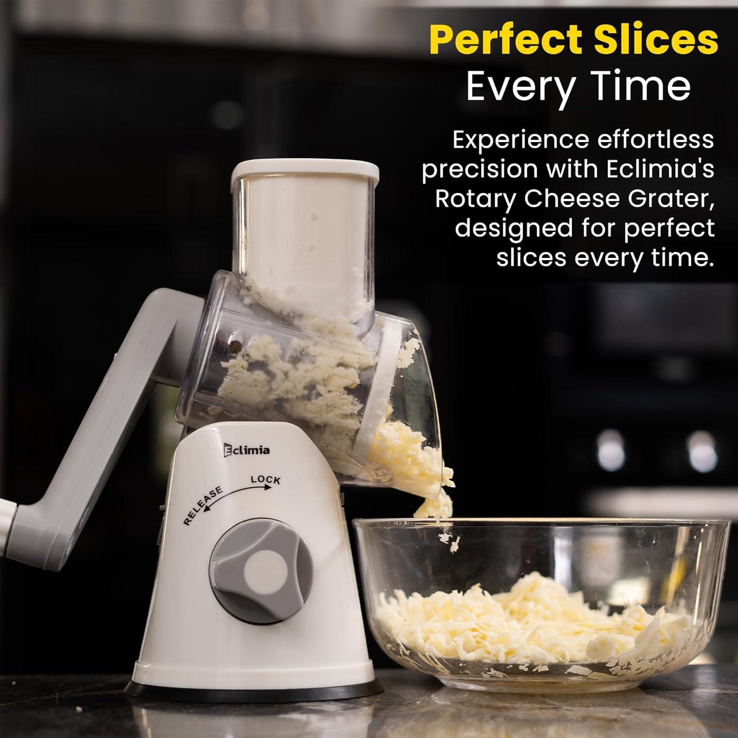 Rallador de Queso Rotatorio Eclimia con 3 Cuchillas y Cuchillo