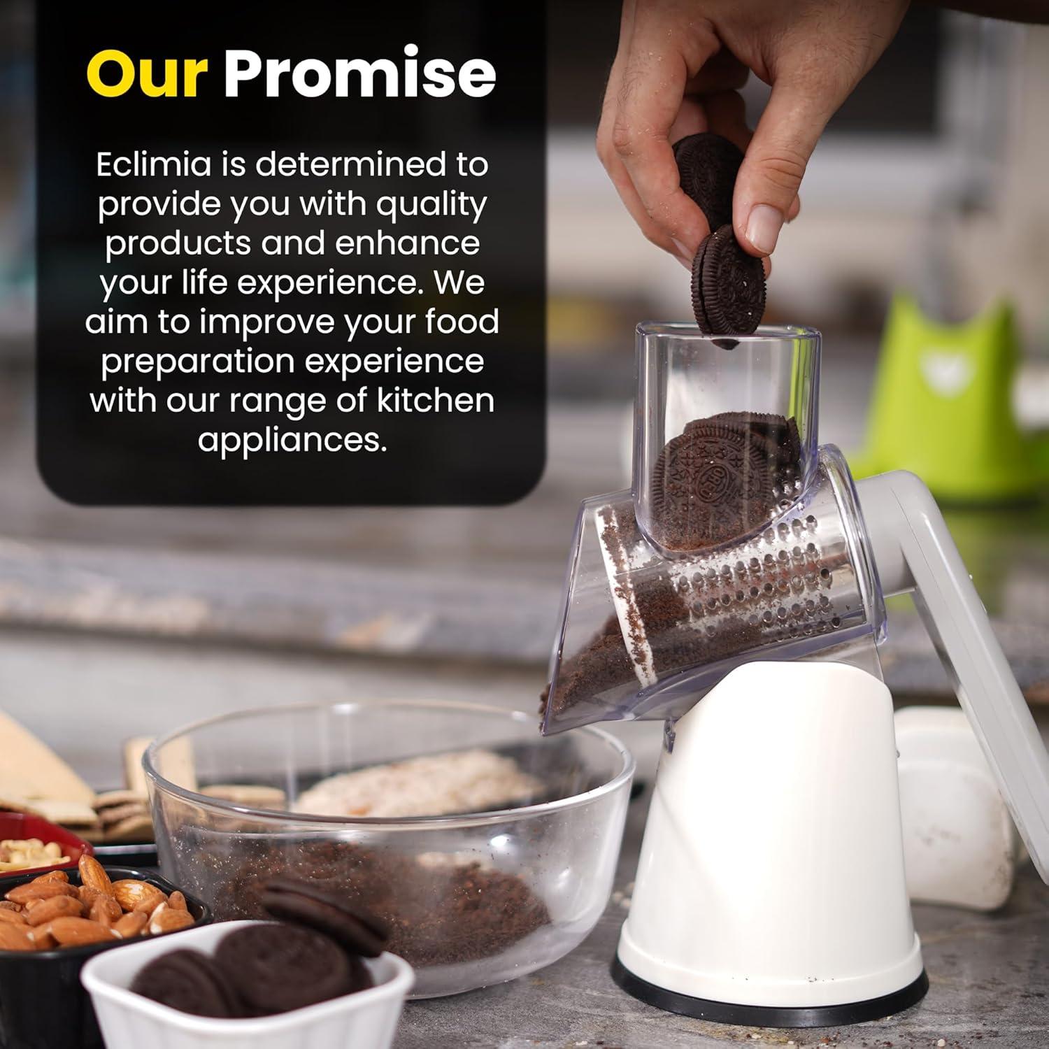 Rallador de Queso Rotatorio Eclimia con 3 Cuchillas y Cuchillo