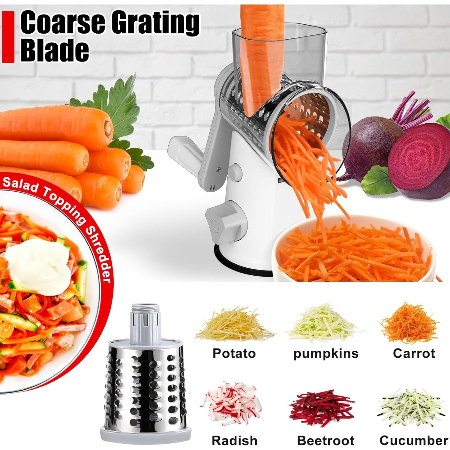 Rallador de Queso Rotativo RAIQEE con 3 Cuchillas Intercambiables