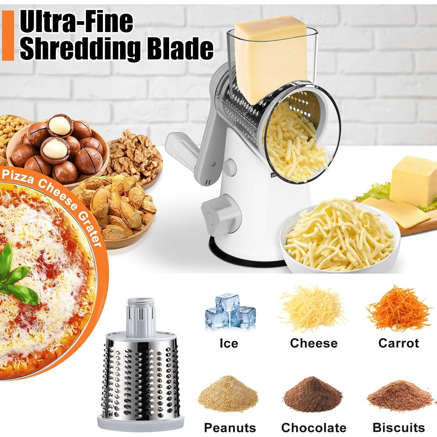 Rallador de Queso Rotativo RAIQEE con 3 Cuchillas Intercambiables