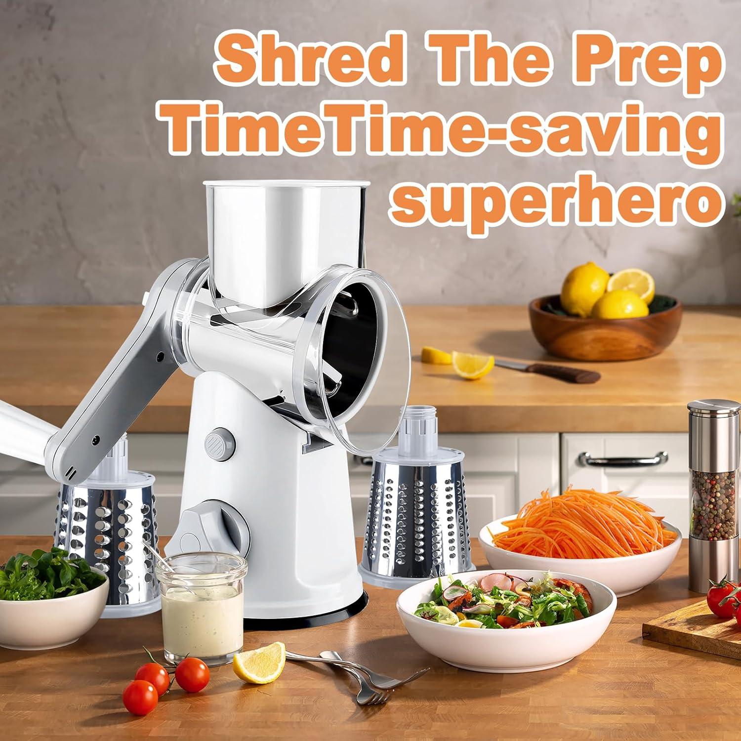 Rallador de Queso Rotativo RAIQEE con 3 Cuchillas Intercambiables