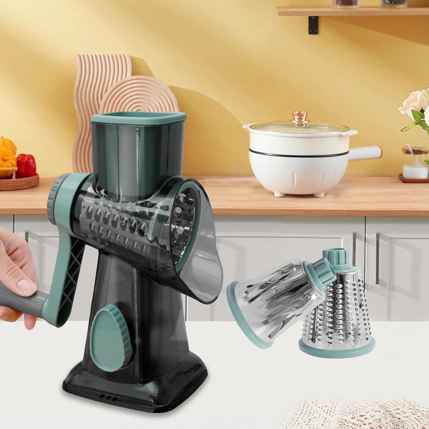 Rallador de Queso Rotativo TKSDWBLTY con 3 Cuchillas Intercambiables