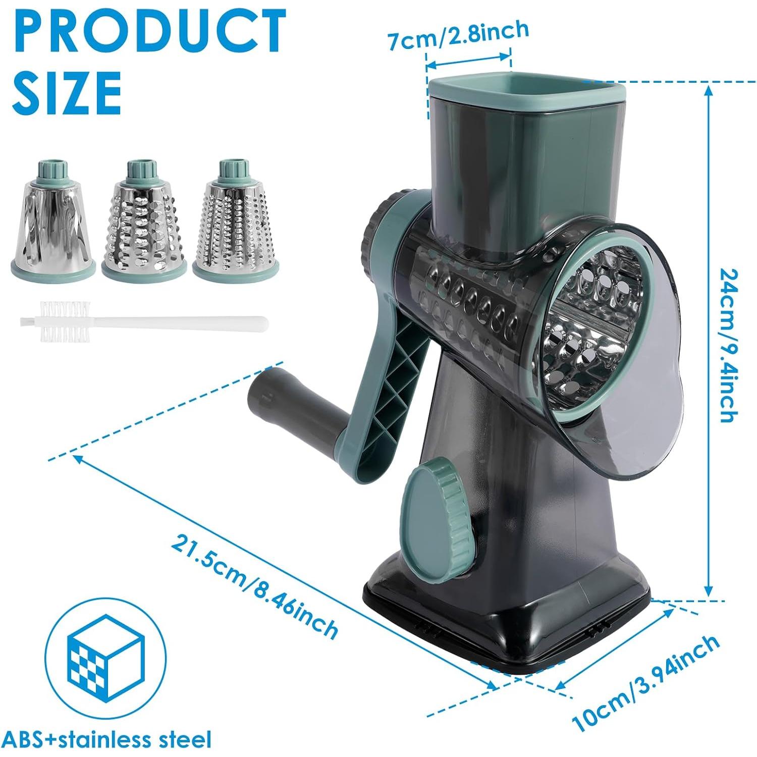 Rallador de Queso Rotativo TKSDWBLTY con 3 Cuchillas Intercambiables