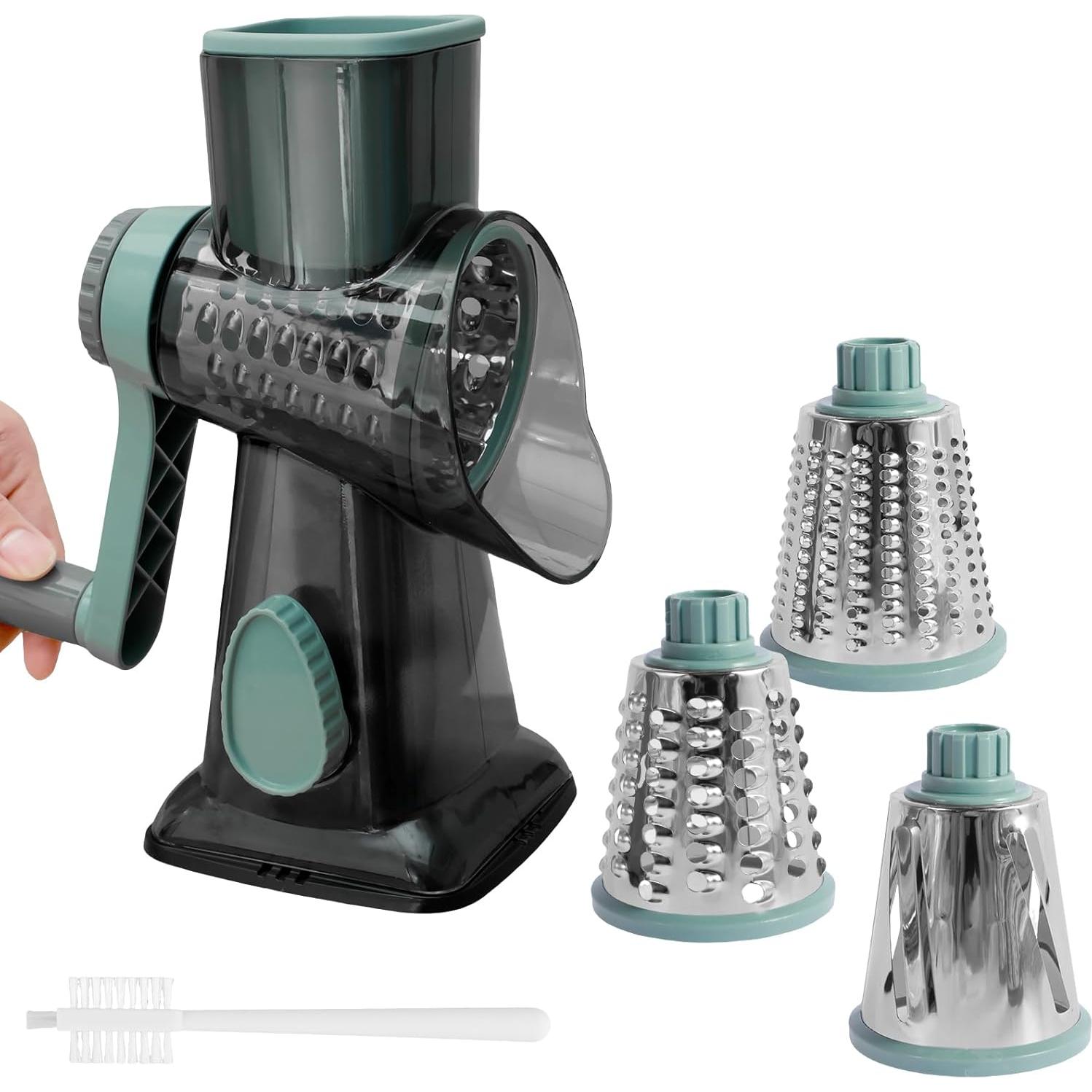 Rallador de Queso Rotativo TKSDWBLTY con 3 Cuchillas Intercambiables