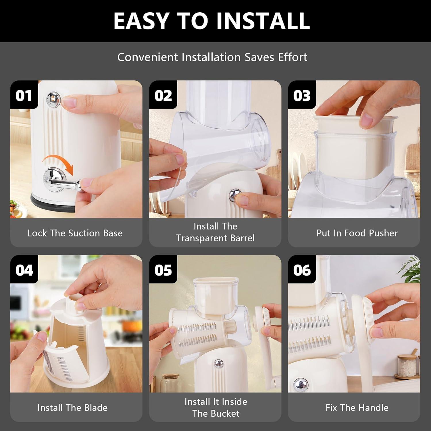 Rallador de Queso Rotatorio SLEEKDR 5 en 1 con Mango y Base de Succión